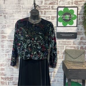 Ms. Choice Elegant Floral Velvet Blouse NWT